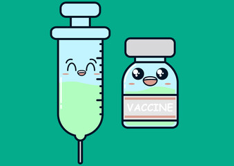 Vaccine illustrasion with kawaii style
