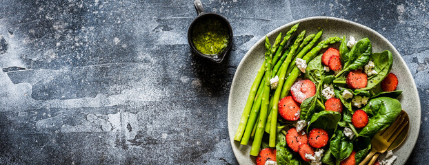 Strawberry, Spinach, Asparagus and Feta Salad