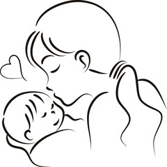 vector cartoon mother kiss baby