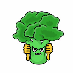 Two thumbs down Cute broccoli character vector template design illustration
