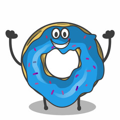 Happy cute donuts character vector template design illustration