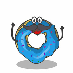 Mustache cute donuts character vector template design illustration