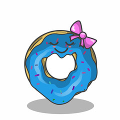 Sweet cute donuts character girl vector template design illustration