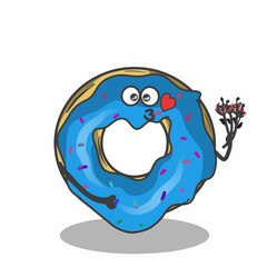 Flower cute donuts character vector template design illustration