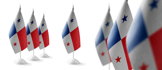 Set of Panama national flags on a white background