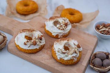sweet home made carrot cake donuts for easter