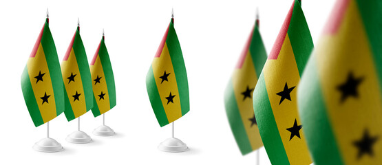 Set of Sao Tome and Principe national flags on a white background
