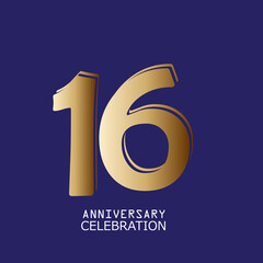 16 Years Anniversary Celebration Vector Template Design Illustration