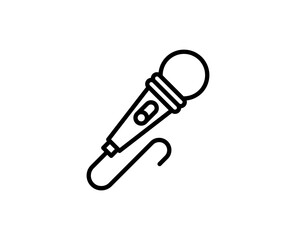 Microphone flat icon. Thin line signs for design logo, visit card, etc. Single high-quality outline symbol for web design or mobile app. Microphone outline pictogram.