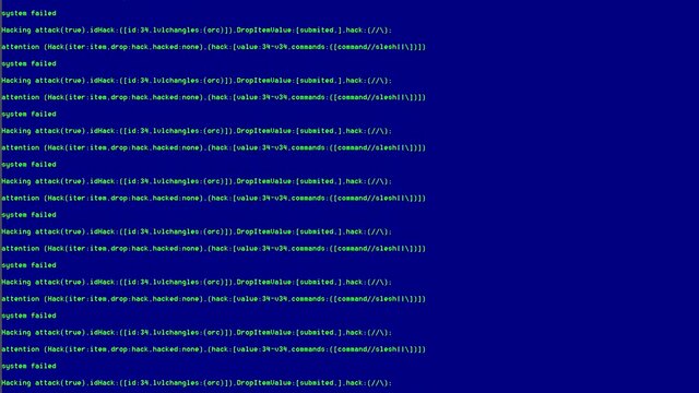 Abstract coding program script text on computer screen