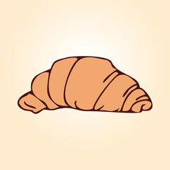 Sweet pastries Croissant for morning breakfast. Vector illustration hand drawn in line style.