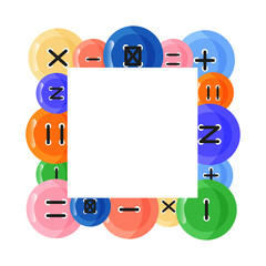 Square frame with clothing buttons.