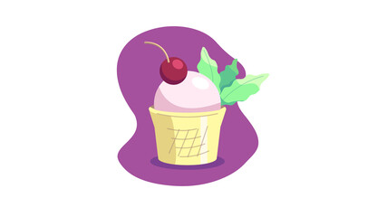 Ice cream in a waffle cup with a cherry