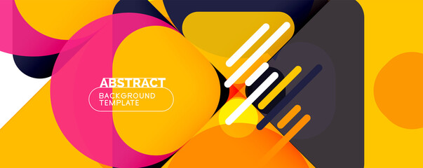 Modern geometric round shapes and dynamic lines, abstract background. Vector illustration for placards, brochures, posters and banners