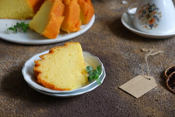 cake in a white plate