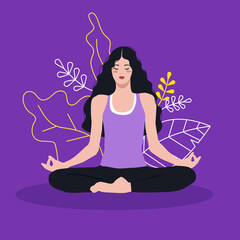 The girl is sitting in a meditation pose