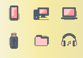 Set of icons, computer theme