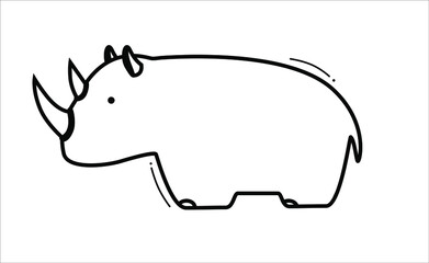 Black icon of a cute rhino on a white background. Safari Animals