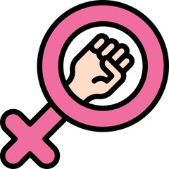 Raised Fist in Female gender symbol icon