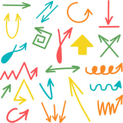 Multi-colored arrows. Bright isolated arrows on white background