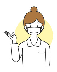案内をするマスクの看護師　イラスト素材