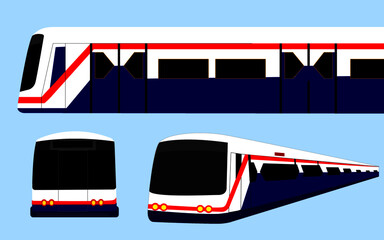 vector BTS sky train mass transportation in different view illustration
