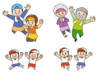 運動する家族　スポーツ