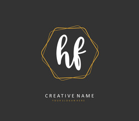 HF Initial letter handwriting and signature logo. A concept handwriting initial logo with template element.