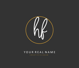 HF Initial letter handwriting and signature logo. A concept handwriting initial logo with template element.