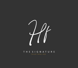 HF Initial letter handwriting and signature logo. A concept handwriting initial logo with template element.