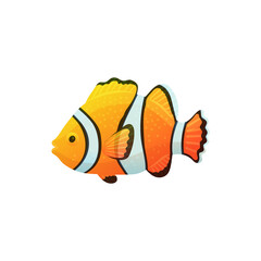 Caribbean fish, colorful tropical exotic clown fish a flat vector illustration