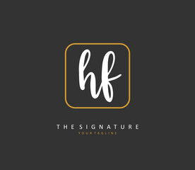 HF Initial letter handwriting and signature logo. A concept handwriting initial logo with template element.