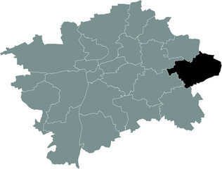 Black location map of the Praguian Praha 21 municipal district insdide black Czech capital city map of Prague, Czech Republic