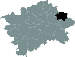 Fototapeta na wymiar Black location map of the Praguian Praha 20 municipal district insdide black Czech capital city map of Prague, Czech Republic