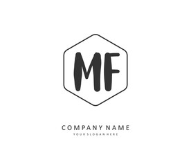 MF Initial letter handwriting and signature logo. A concept handwriting initial logo with template element.