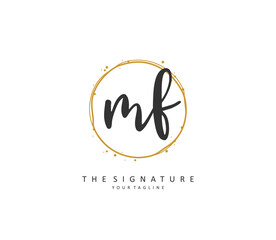 MF Initial letter handwriting and signature logo. A concept handwriting initial logo with template element.
