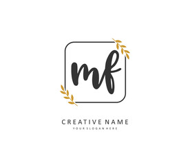 MF Initial letter handwriting and signature logo. A concept handwriting initial logo with template element.