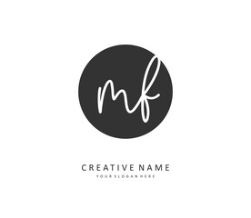 MF Initial letter handwriting and signature logo. A concept handwriting initial logo with template element.