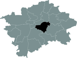 Black location map of the Praguian Praha 10 municipal district insdide black Czech capital city map of Prague, Czech Republic