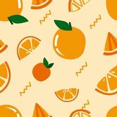 Fresh orange fruits seamless pattern background for kids and room decoration