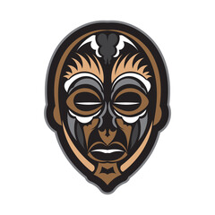 Tiki mask on a white background. Good for t-shirt prints, cups, phone cases and tattoos. Isolated. Vector