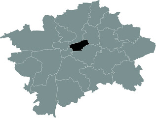Black location map of the Praguian Praha 3 municipal district insdide black Czech capital city map of Prague, Czech Republic