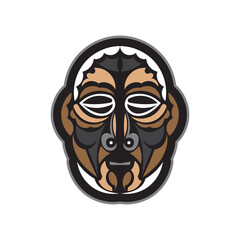 Tiki mask in Hawaiian style. Good for t-shirt prints, cups, phone cases and tattoos. Isolated. Vector illustration.