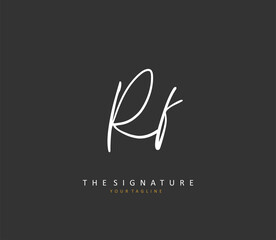 RF Initial letter handwriting and signature logo. A concept handwriting initial logo with template element.