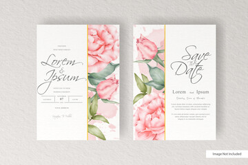 Minimalist wedding card template with floral and watercolor splash concept