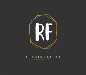 RF Initial letter handwriting and signature logo. A concept handwriting initial logo with template element.