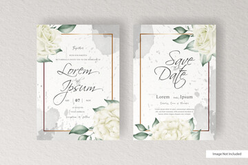 Minimalist wedding card template with floral and watercolor splash concept