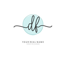 DF Initial letter handwriting and signature logo. A concept handwriting initial logo with template element.