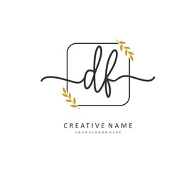 DF Initial letter handwriting and signature logo. A concept handwriting initial logo with template element.