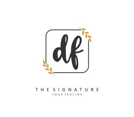 DF Initial letter handwriting and signature logo. A concept handwriting initial logo with template element.